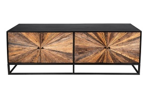 COMODA LIVING 180CM, BARRACUDA, NEGRU/MARO, DIN LEMN MASIV DE MANGO, LEMN TEC RECICLAT SI METAL - Img 6