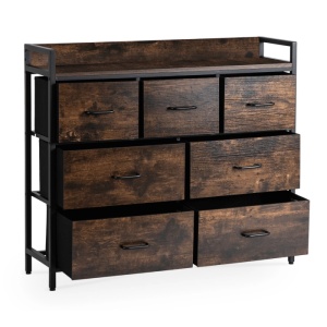 COMODA LIVING 98CM, ARTIM MEBLE, CU SERTARE, REALIZATA DIN METAL SI MDF, CULOARE STEJAR RUSTIC/NEGRU, STIL MODERN - Img 2