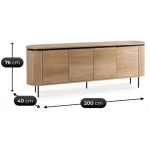 COMODA LIVING, ARTIM MEBLE, CU 4 USI, REALIZAT DIN MDF SI METAL, CULOARE NEGRU/STEJAR, STIL MODERN - Img 8