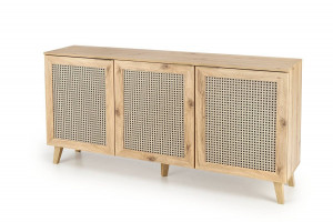 COMODA LIVING BORNEO KM-1, 160X40 CM, STEJAR ARTISAN/NEGRU, DIN PAL LAMINAT, MDF SI POLIPROPILENA, STIL MODERN