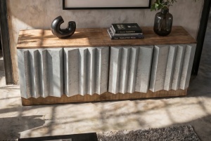 COMODA LIVING DEOSEBITA, ZALVERO 155CM, REALIZATA DIN LEMN DE MANGO SI METAL, ALUMINIU, CULOARE NATUR/ALUMINIU, INVICTA INTERIOR - Img 3