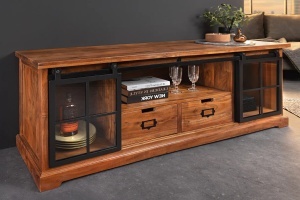 COMODA LIVING, HERITAGE 160CM, LEMN DE SALCAM, METAL SI STICLA, CULOARE NATUR/MARO, ARTIM GROUP SELECTION - Img 4