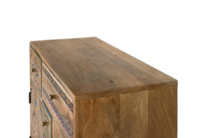 COMODA LIVING KEA 61CM, REALIZATA DIN LEMN DE MANGO SI METAL, CULOARE NATUR/ MULTICOLOR, GINER Y COLOMER - Img 4