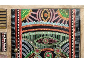 COMODA LIVING LINDOS 100CM, REALIZATA DIN LEMN DE MANGO, CULOARE NATUR/MULTICOLOR, GINER Y COLOMER - Img 5
