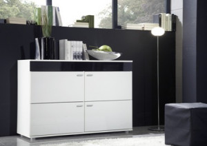 COMODA LIVING LOGO II ALB/NEGRU DESIGN MODERN CM