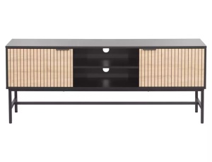 COMODA MAGO RTV, STEJAR/NEGRU MAT, DIN PAL LAMINAT SI METAL, STIL MODERN - Img 3