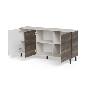 COMODA RANDOM 2 KM-1, 160X82 CM, CASMIR/NUC/NEGRU, DIN MDF FURNIRUIT, POLIPROPILENA SI METAL, STIL MODERN - Img 3