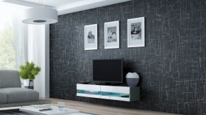 COMODA RTV LIVING CU LED VIGO 140 GRI/ALB DESIGN MODERN CM