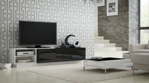 COMODA RTV LIVING SIGMA 2A NEGRU/ALB DESIGN MODERN CM