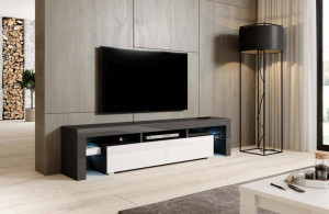 COMODA RTV LIVING TORO 200, GRAFIT-ALB, DESIGN MODERN CM