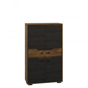 COMODA SHELVE 05 DIN PLACI LAMINATE DE CALITATE CU 4 USI CULOARE STEJAR - Img 1