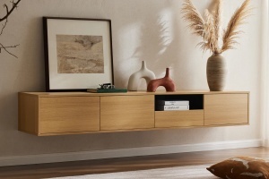 COMODA SUSPENDATA LOFT 200CM, REALIZATA DIN MDF SI FURNIR STEJAR, CULOARE NATUR, ARTIM GROUP SELECTION - Img 3