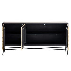 COMODA TETRO, 160 CM, NEGRU/CROM, DIN MDF, LEMN DE MANGO SI METAL, RICHMOND INTERIORS - Img 3