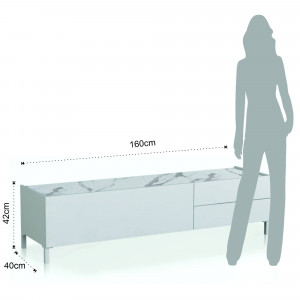 COMODA TV 160CM, EDDY, COD 4382, STIL MODERN, REALIZATA PANOURI LAMINATE, ALB HIGH GLOSS - Img 6