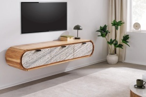 COMODA TV 160CM, ORGANIC, MONTAJ PERETE, LEMN DE SALCAM SI ASPECT DE PIATRA, ARTIM GROUP SELECTION - Img 5