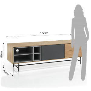 COMODA TV 170CM, CLEW, COD 4172, STIL MODERN, REALIZATA DIN MDF SI SUPORT DE METAL - Img 5