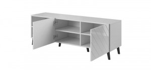 COMODA TV, ABETTO 150CM, DIN PLACI LAMINATE SI MDF, ALB, DESIGN MODERN - Img 5