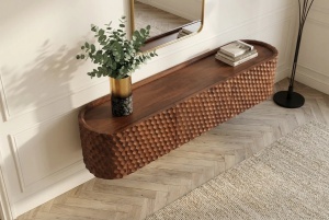 COMODA TV, ALDON 160CM, REALIZAT DIN LEMN DE MANGO 3D SI METAL, CULOARE MARO, ARTIM GROUP SELECTION - Img 4