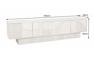 COMODA TV, ART DEKO 200CM, NATUR ANTICHIZAT, DIN LEMN DE MANGO, ARTIM GROUP COLLECTION - Img 6