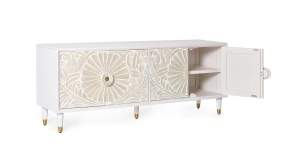 COMODA TV BALI 170CM, REALIZATA DIN LEMN DE MANGO, CULOARE ALB IVORY, GINER Y COLOMER - Img 4
