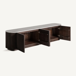 COMODA TV CENVES 200CM, DIN LEMN DE MANGO SI MARMURA, DESIGN CONTEMPORAN, VICAL HOME - Img 3