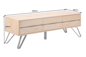 COMODA TV, EDGE 160CM, LEMN DE STEJAR SI SUPORT METALIC, CULOARE NATUR, ARTIM GROUP SELECTION - Img 4