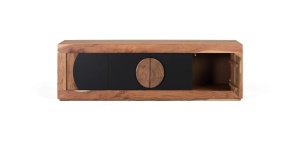 COMODA TV ESSENCE 160CM, REALIZATA DIN LEMN DE SALCAM, CULOARE NATUR/NEGRU, GINER Y COLOMER - Img 3