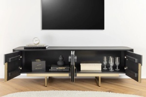 COMODA TV, GATSBY 160CM, LEMN DE MANGO, NEGRU/AURIU, ARTIM GROUP SELECTION - Img 5