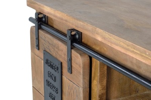COMODA TV INDUSTRIAL 90CM, REALIZATA DIN LEMN DE MANGO SI METAL, CULOARE NATUR/NEGRU, GINER Y COLOMER - Img 5