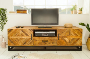 COMODA TV, INFINITY 160CM, DIN LEMN MASIV DE MANGO, COD 39240, DESIGN VINTAGE - Img 2