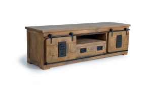 COMODA TV JUPITER 180CM, REALIZATA DIN LEMN DE MANGO SI METAL, CULOARE NATUR/NEGRU, GINER Y COLOMER