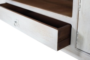 COMODA TV LAHORE 230CM, REALIZATA DIN LEMN DE MANGO SI METAL, CULOARE ALB ANTICHIZAT, GINER Y COLOMER - Img 6