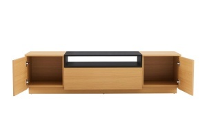 COMODA TV LOFT 160CM, REALIZATA DIN MDF SI FURNIR STEJAR, CULOARE NEGRU/NATUR, ARTIM GROUP SELECTION - Img 6