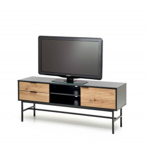 COMODA TV MURANO RTV-1, 150X61 CM, STEJAR ARTISAN/NEGRU, DIN MDF FURNIRUIT SI METAL, STIL MODERN - Img 7