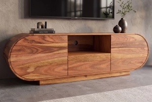 COMODA TV ORGANIKO 160CM, REALIZATA DIN LEMN MASIV DE TRANDAFIR, CULOARE MARO, INVICTA INTERIOR - Img 12