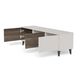 COMODA TV RANDOM 2 RTV-1, 150X47 CM, CASMIR/NUC/NEGRU, DIN MDF FURNIRUIT, POLIPROPILENA SI METAL, STIL MODERN - Img 5