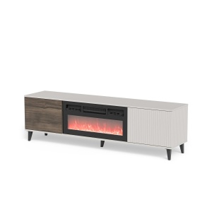 COMODA TV RANDOM 2 RTV-K+SEMINEU, 180X52 CM, CASMIR/NUC/NEGRU, DIN MDF FURNIRUIT, POLIPROPILENA SI METAL, STIL MODERN - Img 1
