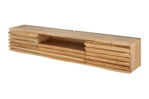 COMODA TV RELIEF 200CM, REALIZATA DIN LEMN MASIV DE SALCAM, MONTAJ PE PERETE, CULOARE NATUR, INVICTA INTERIOR