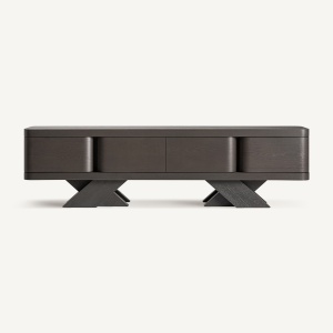 COMODA TV RIZE 200CM, LEMN DE STEJAR DE CULOARE NEAGRA, STIL ART DECO, VICAL HOME