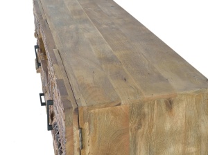 COMODA TV ROMA 180CM, REALIZATA DIN LEMN DE MANGO SI METAL, CULOARE NATUR, GINER Y COLOMER - Img 5