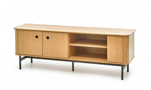 COMODA TV SMART RTV-1, STEJAR NATURAL/NEGRU, 167 CM, DIN MDF FURNIRUIT SI METAL, STIL VINTAGE
