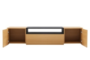 COMODA TV SUSPENDATA LOFT 160CM, REALIZATA DIN MDF SI FURNIR STEJAR, CULOARE NEGRU/NATUR, ARTIM GROUP SELECTION - Img 6