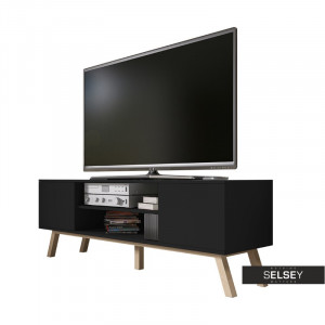 COMODA TV VERO DE CULOARE NEAGRA MAT 150CM DESIGN SCANDINAV - Img 3