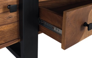 COMODA TV VETA 170CM, REALIZATA DIN LEMN DE TRANDAFIR SI METAL, CULOARE NATUR/NEGRU, GINER Y COLOMER - Img 6