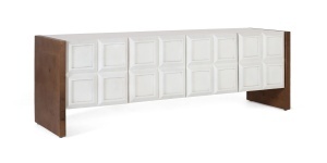 COMODA TV VIREN 170CM, REALIZATA DIN LEMN DE MANGO SI METAL, CULOARE ALB/NUC, GINER Y COLOMER