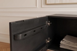 COMODA TV VULCANO, 160CM, 3D, REALIZAT DIN LEMN DE MANGO, CULOARE NEGRU, INVICTA INTERIOR - Img 6