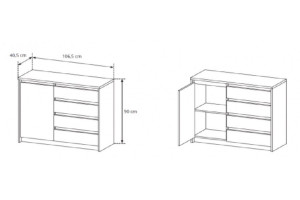 COMODA XELO 1D4S 106 ALB/STEJAR AURIU DESIGN SCANDINAV LSK - Img 2