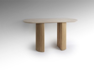 CONSOLA IRATI 130CM, REALIZATA DIN METAL SI MDF FINISAJ, TRAVERTIN, STIL MODERN