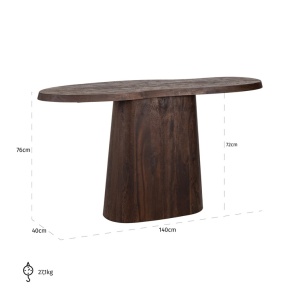 CONSOLA ODILE MARO INCHIS, 8551, CONFECTIONATA DIN LEMN DE MANGO, STIL MODERN - Img 4