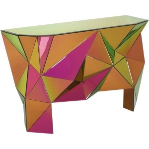 CONSOLA PRISMA COLOR 127 CM, CONFECTIONATA DIN MDF SI STICLA OGLINDA, STIL MODERN - Img 6